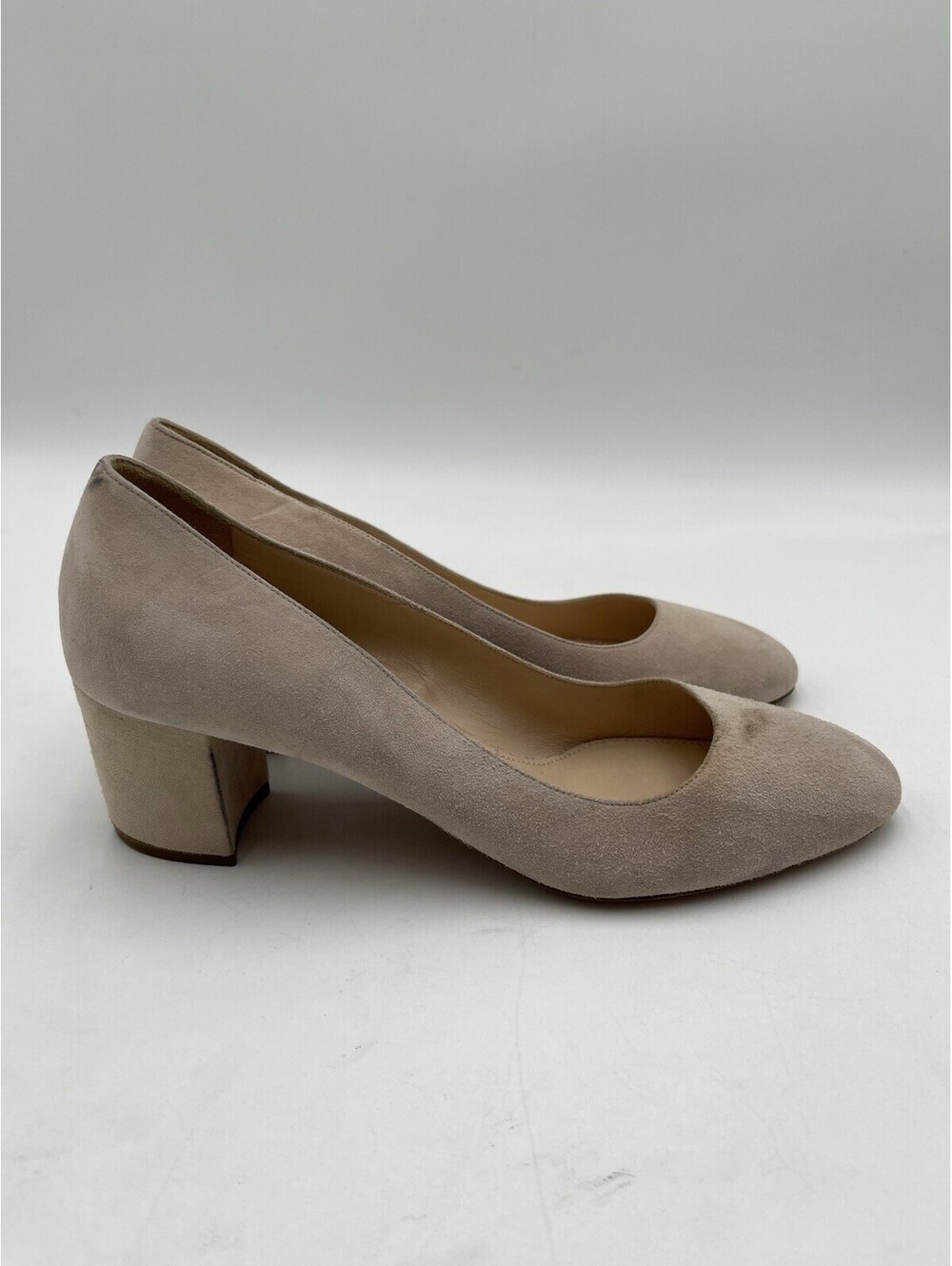 Women’s Prada suede block-heel pumps in a nude Size 37.5